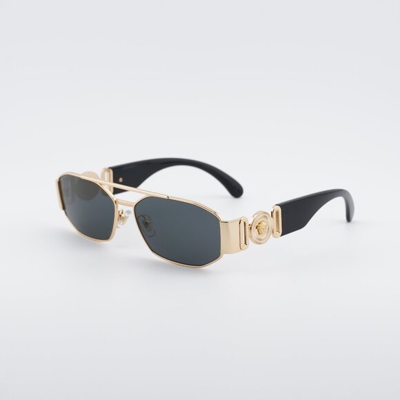 Versace VE2287 100287 Sunglasses Gold Rectangle Frame, Grey Lenses main image 5